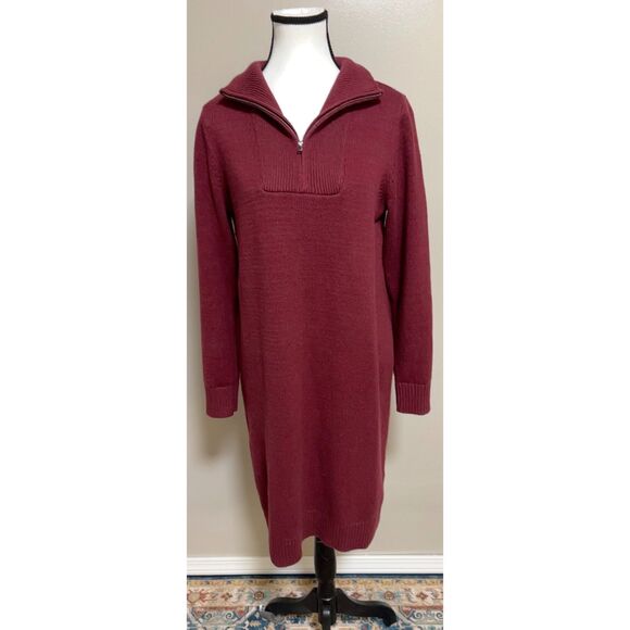 Lands' End Cozy Lofty Rich Burgandy Sweater Dress. Size S (6-8). - Picture 1 of 9